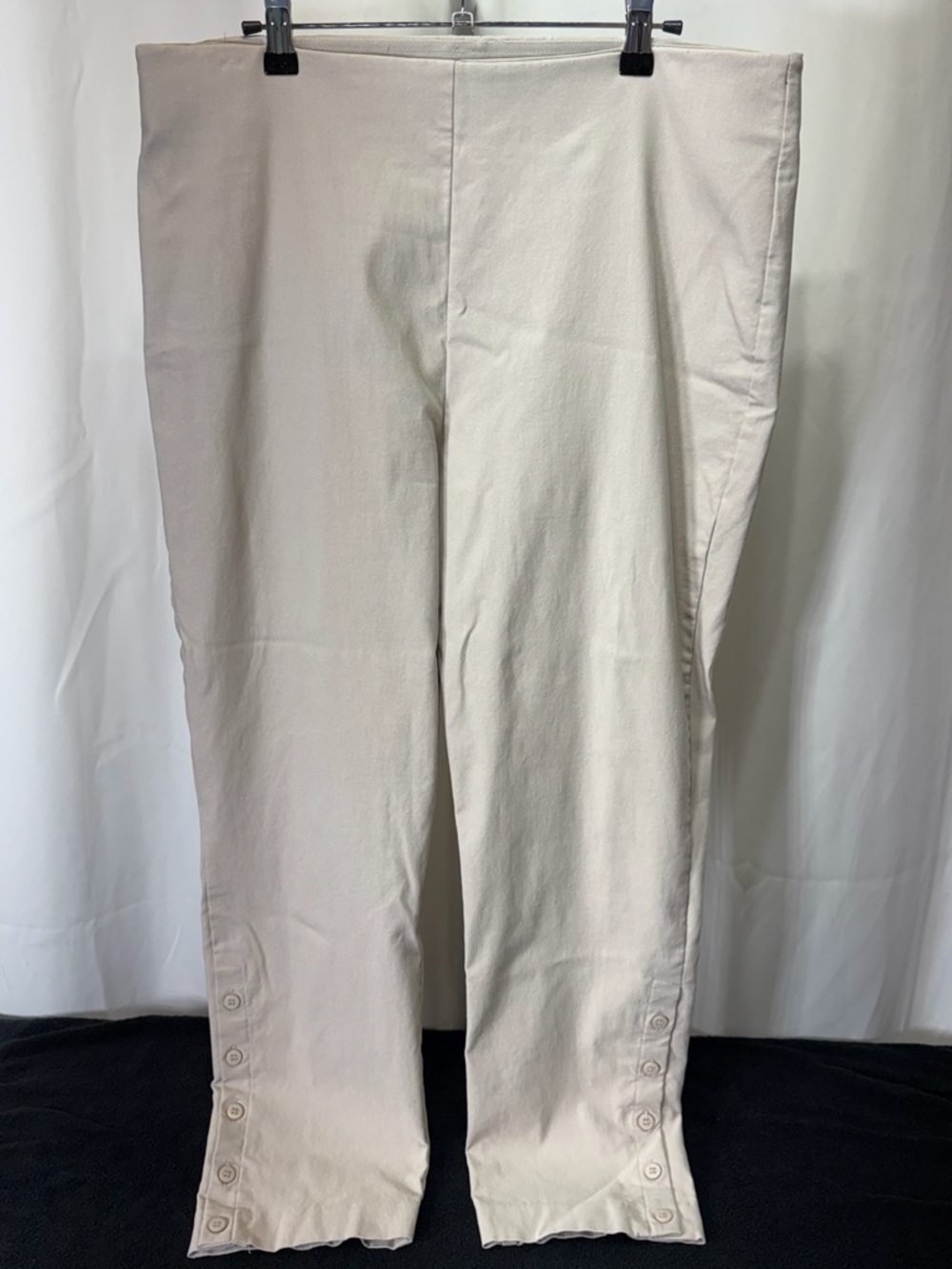 Chico's Cream Straight-Leg Chinos with Button Hem Detail 2538